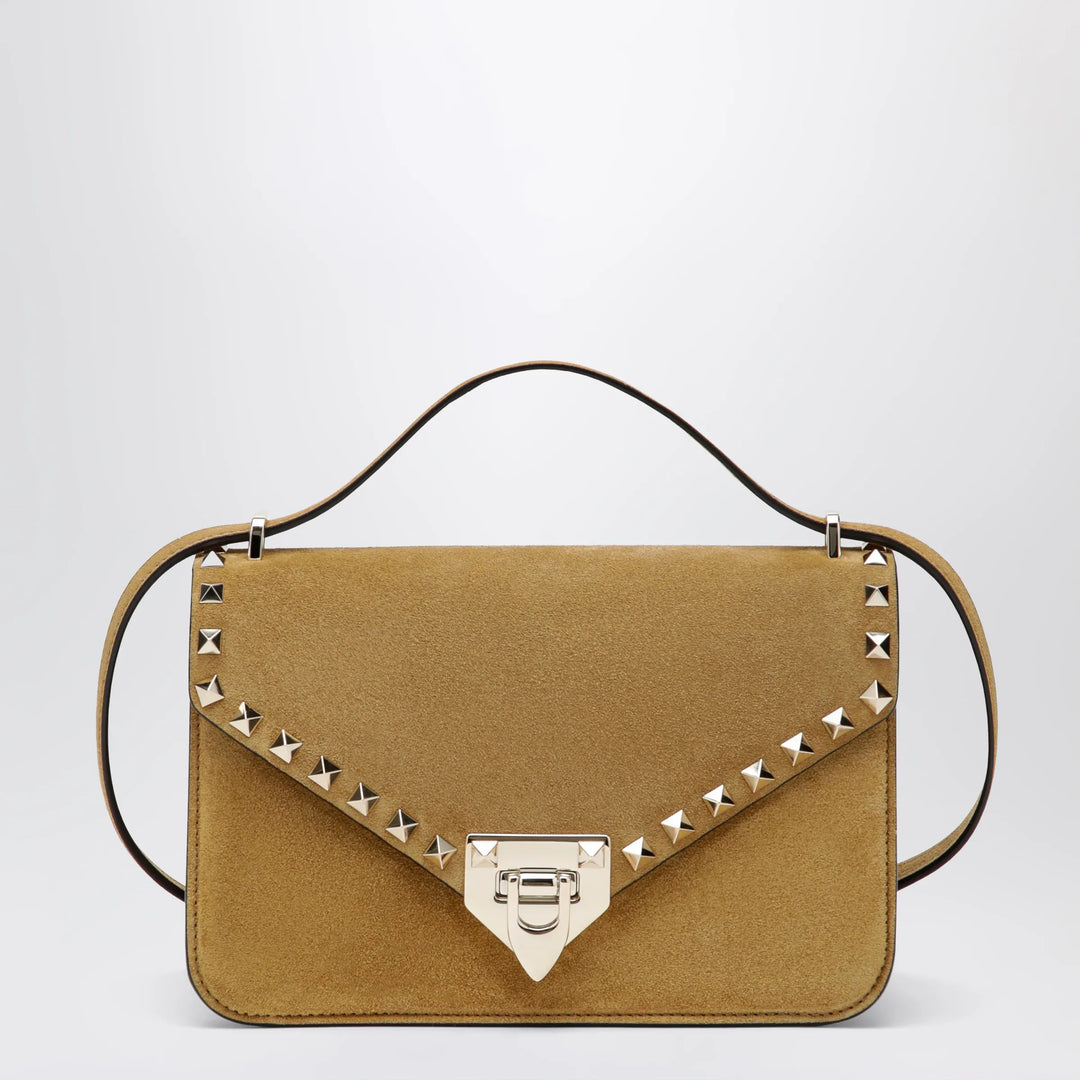 Valentino Garavani - Rockstud Havana small crossbody bag in beige suede Brand Apparel &amp; Accessories U
