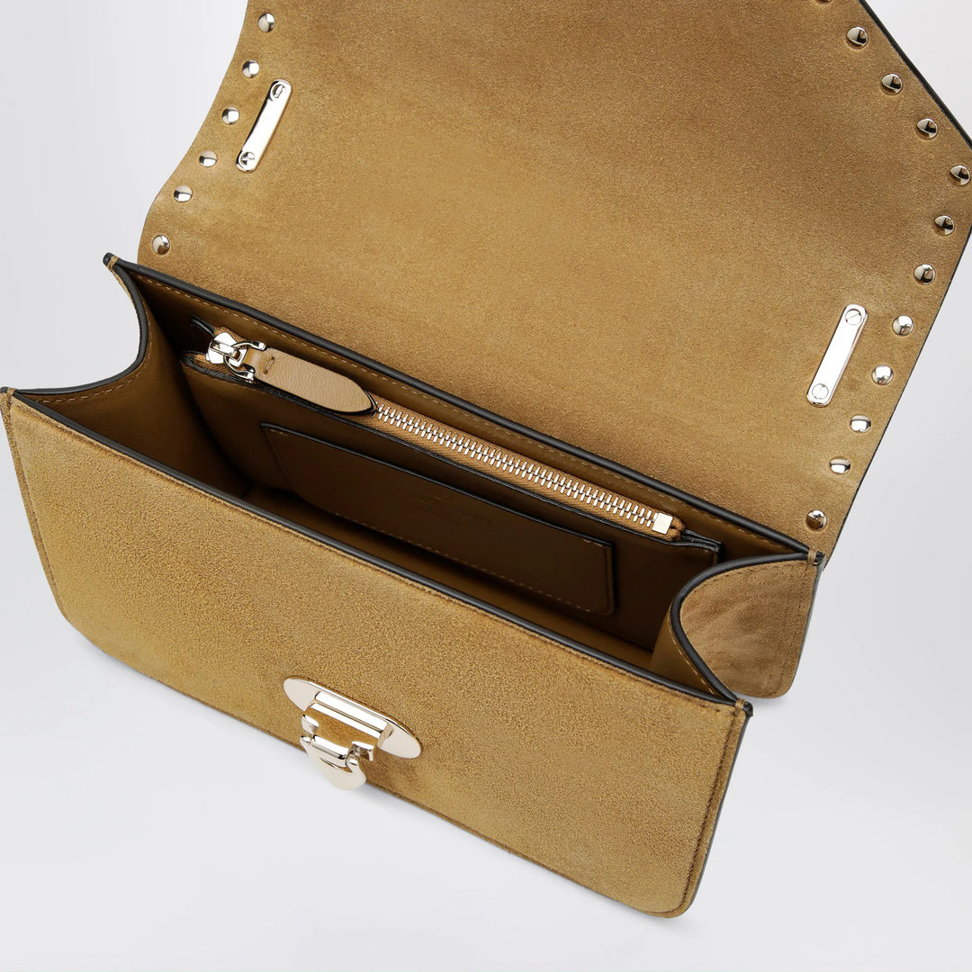 Valentino Garavani - Rockstud Havana small crossbody bag in beige suede Brand Apparel &amp; Accessories U