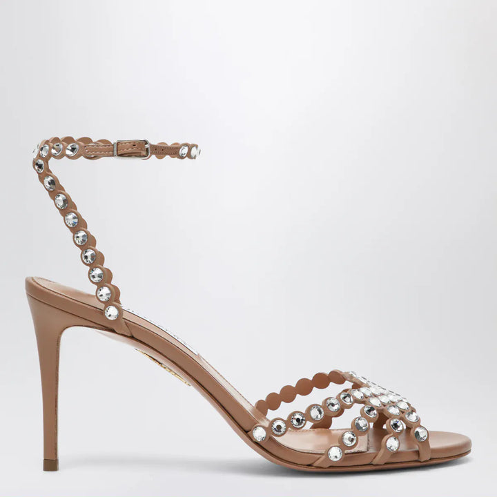Aquazzura - Tequila Sandal crystal nappa sandals in Daisy yellow Brand 37 IT