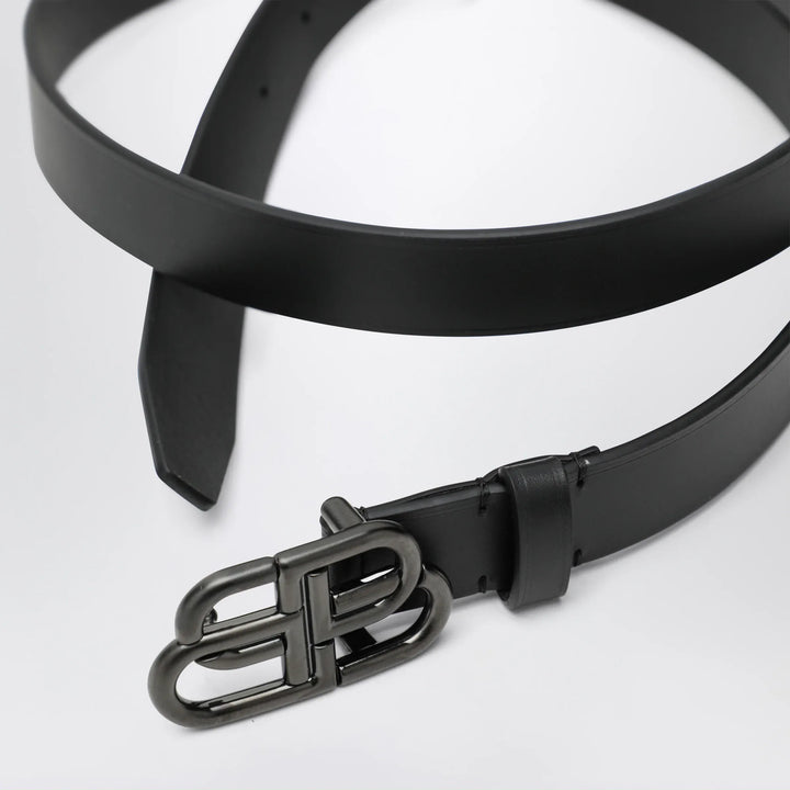 Balenciaga - Slim BB belt in calfskin leather in black Brand Belts