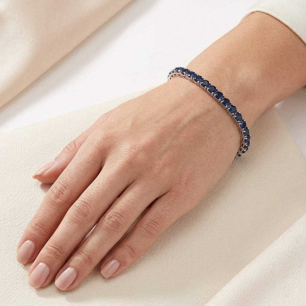 LEIBISH 22.00ct Round Blue Sapphire Tennis Bracelet Brand Bracelet