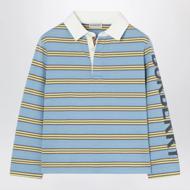 Burberry - Light Blue Striped Cotton Rugby Shirt Brand 4Y