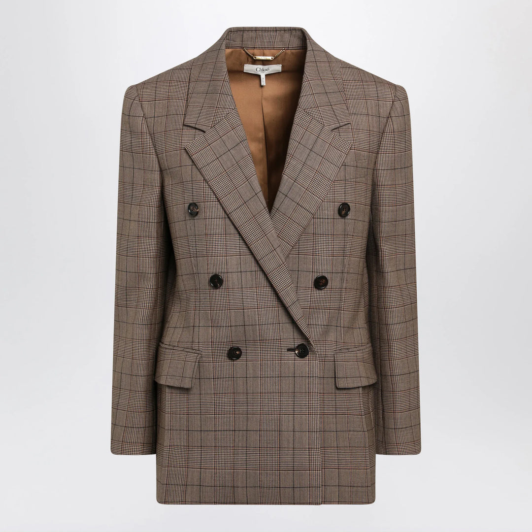 Chloé - Brown Prince of Wales double-breasted jacket Brand 36  FR