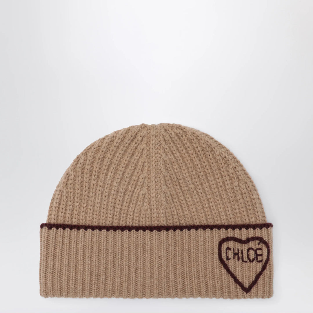 Chloé - Encoeur wool and cashmere beanie in bleached brown Brand U