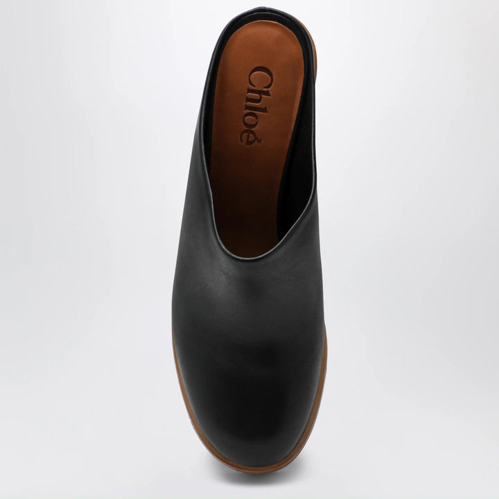 Chloé - Maxime wedge sabot in calfskin leather black Brand