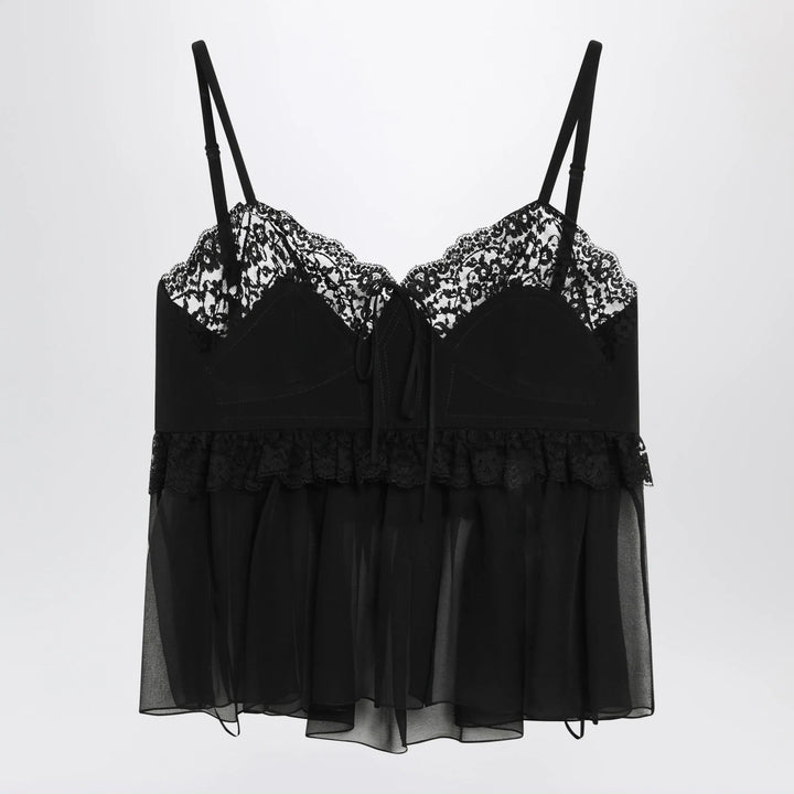 Chloé - Silk crêpe de chine top with thin straps, black Brand 38  FR