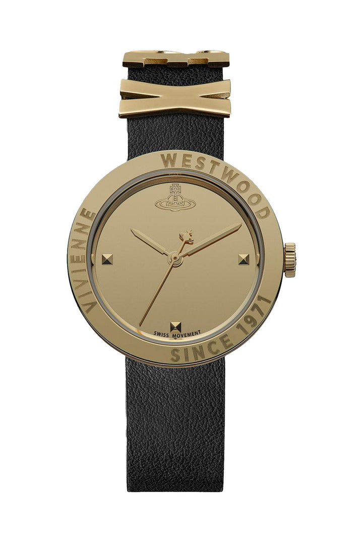 Vivienne Westwood Chronograph Watches Vivienne Westwood Rebel Sex Gold Dial Black Leather Watch Vivienne Westwood Rebel Sex Gold Dial Black Leather Watch Brand