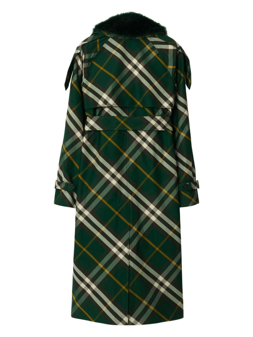 Burberry Coats 8 Burberry Coats Green Burberry Check Cotton Trench Coat – Shearling Collar & Belted Waist | ILG Brand