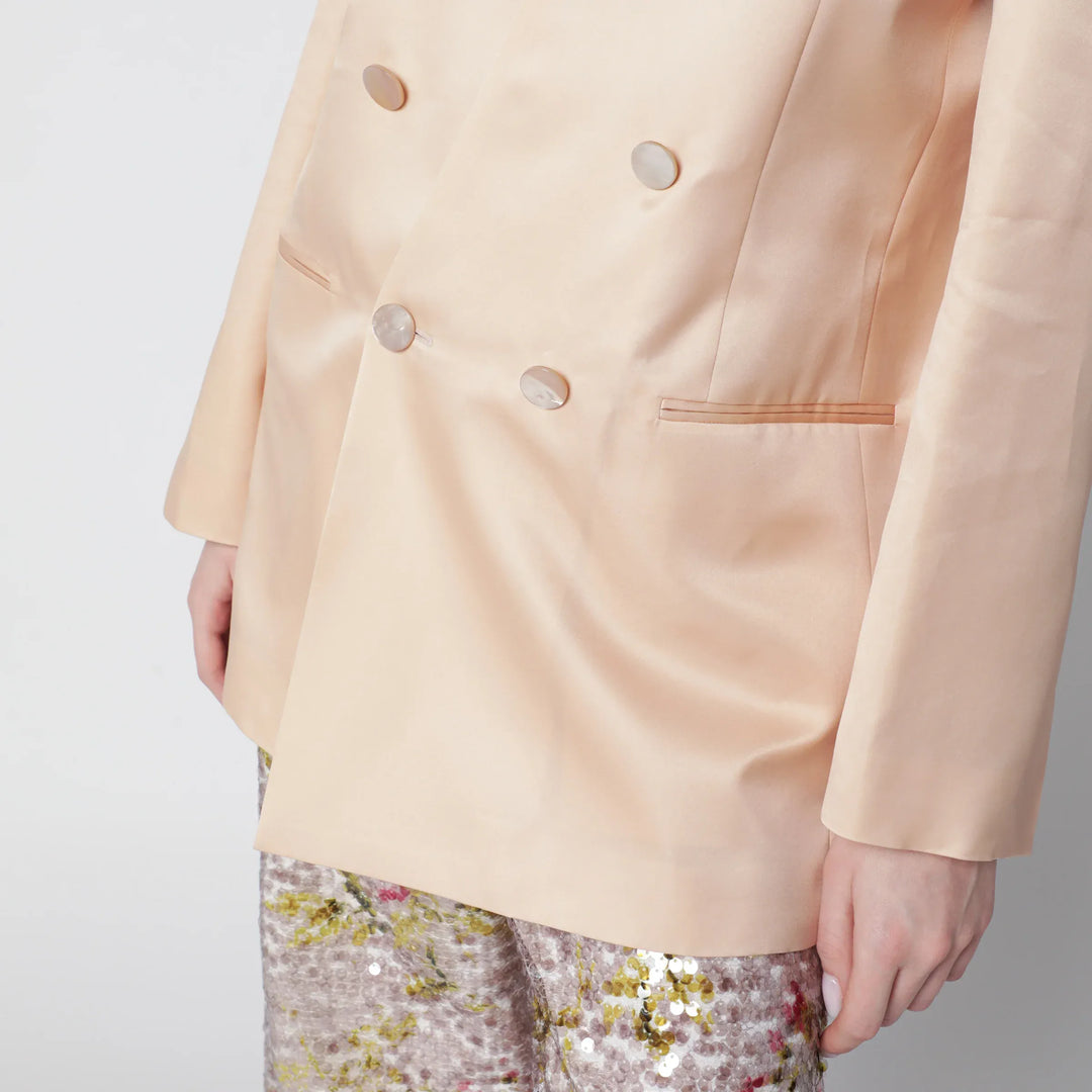 Alberta Ferretti - Beige double-breasted jacket in silk organza Brand Coats &amp; Jackets
