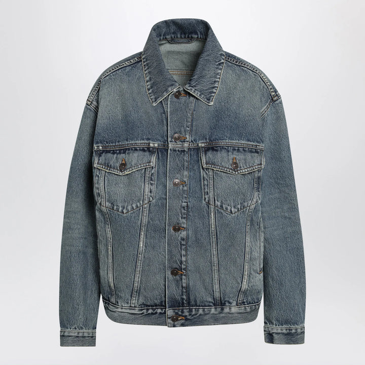 Balenciaga - Kick cotton denim jacket in dirty vintage blue Brand Coats &amp; Jackets 34  FR