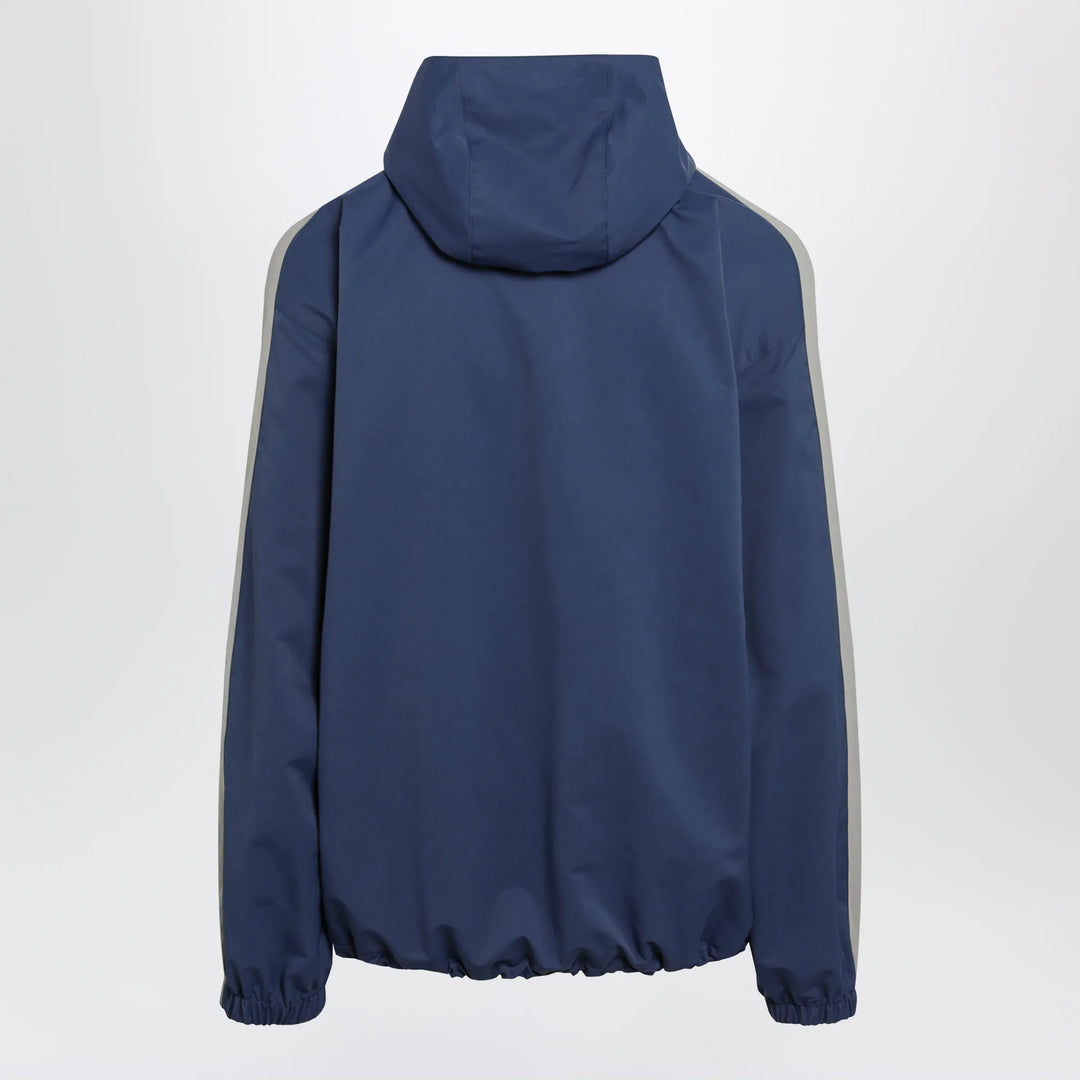 Balenciaga - Washed-effect technical satin track jacket in navy Brand Coats &amp; Jackets