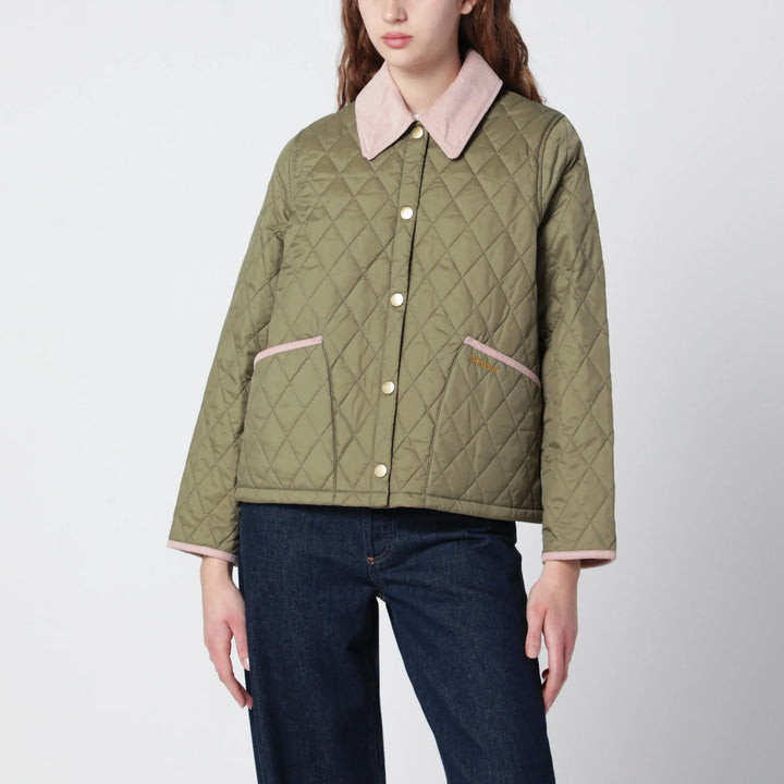 Barbour - Liddesdale Cropped Icons quilted jacket in olive green Brand Coats &amp; Jackets 12 UK