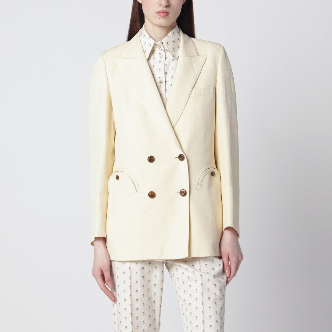 Coats &amp; Jackets Blazé Milano - Butter-coloured double-breasted jacket in linen and silk Brand