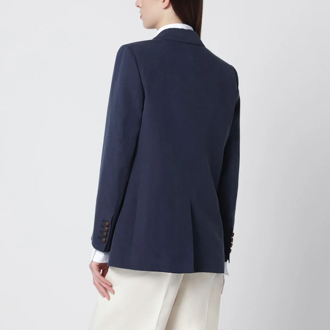Blazé Milano - Navy blue double-breasted jacket in linen and silk Brand Coats &amp; Jackets II