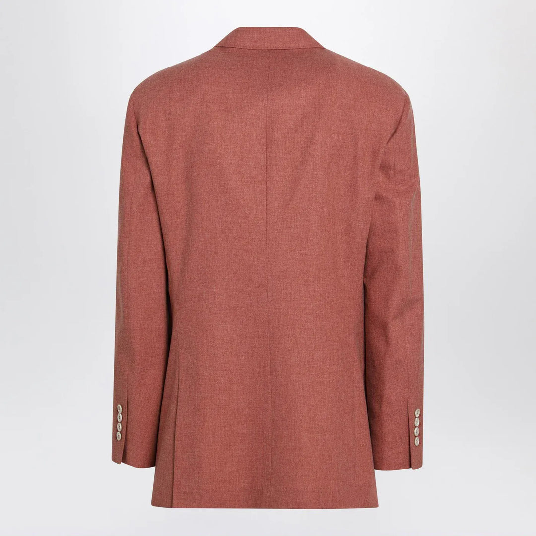 Brunello Cucinelli - Peach double-breasted wool-blend jacket Brand Coats &amp; Jackets