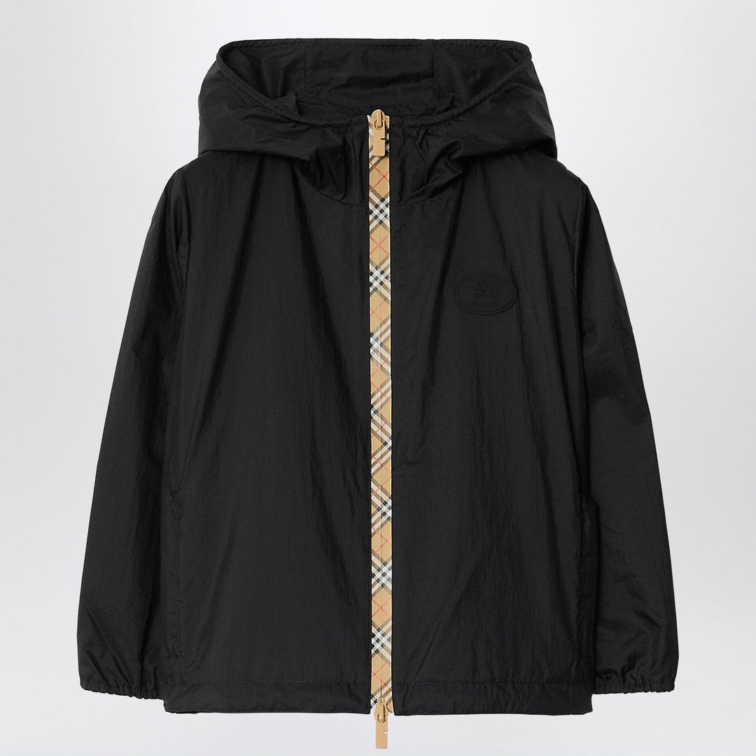 Coats &amp; Jackets 10 Burberry - Black nylon zip-up jacket with Check pattern Brand