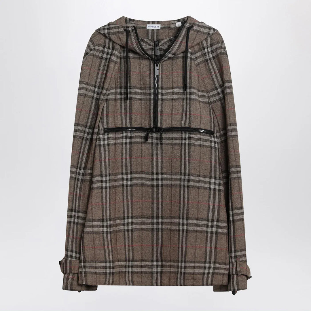 Burberry - Half-zip jacket with Check pattern in silk blend Brand Coats &amp; Jackets L
