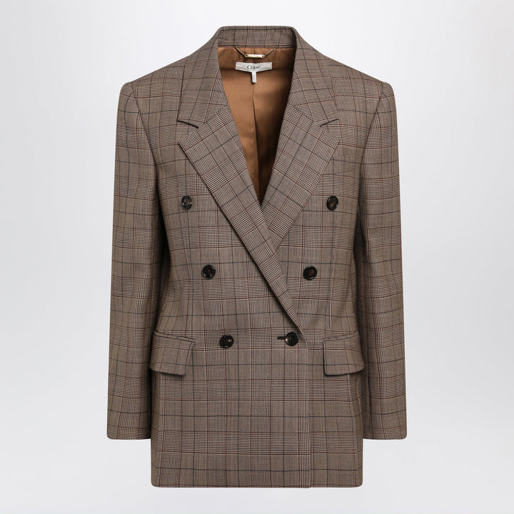 Chloé - Brown Prince of Wales double-breasted jacket Brand Coats &amp; Jackets 36  FR