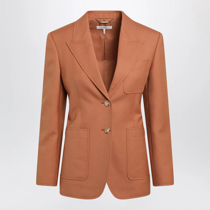 Chloé - Single-breasted jacket in burnt orange wool gabardine Brand Coats &amp; Jackets 36  FR