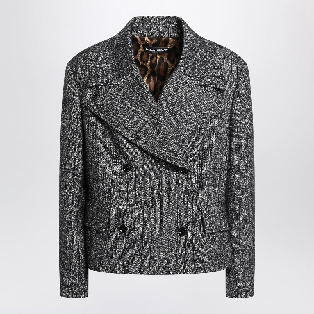 Coats &amp; Jackets Dolce&amp;Gabbana - Dark grey short oversized striped jacket Brand