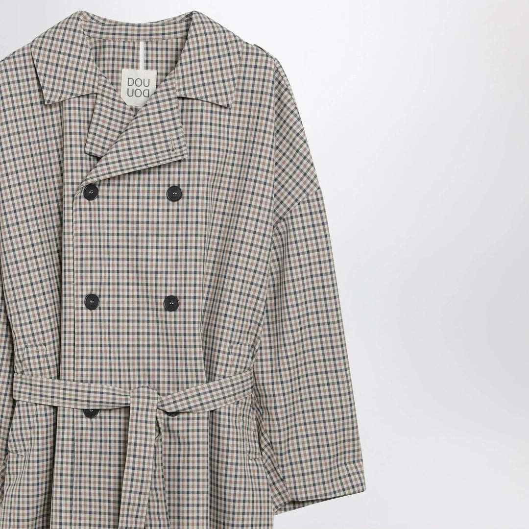 Douuod - Double-breasted check trench coat Brand Coats &amp; Jackets