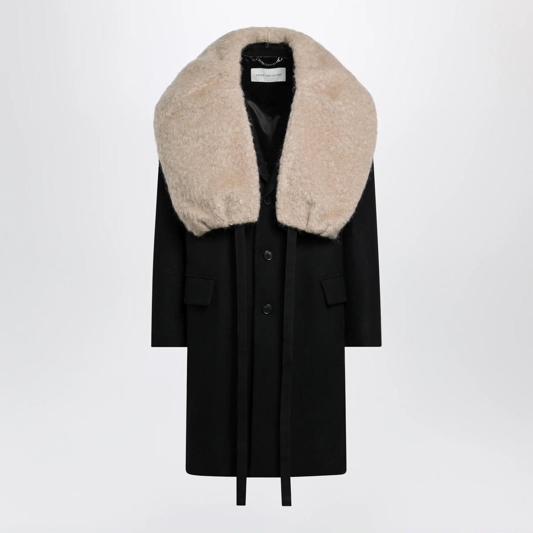 Dries Van Noten - Black coat with removable neckline Brand Coats &amp; Jackets S