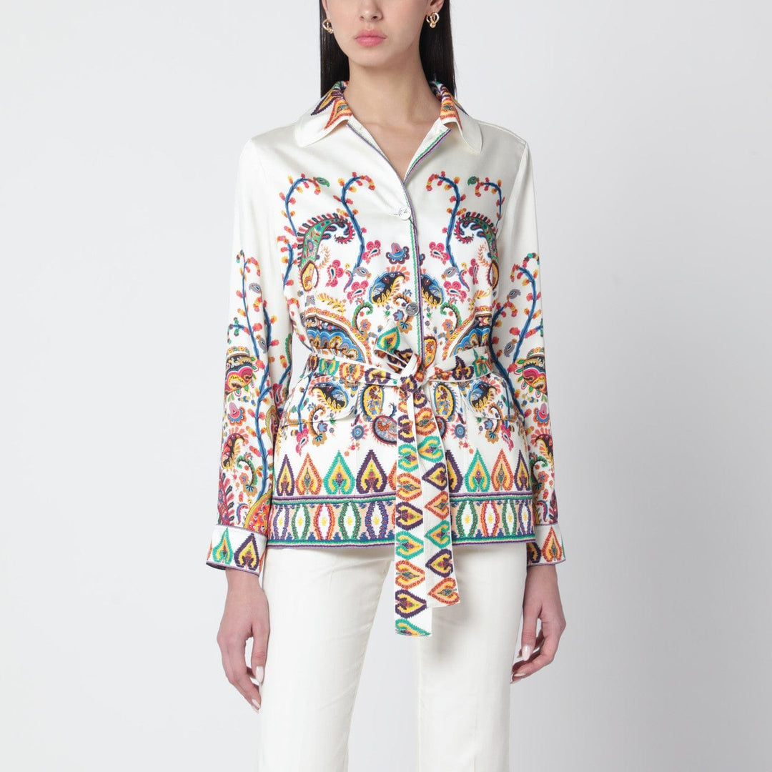 Coats &amp; Jackets 44  IT ETRO - Paisley-print belted shirt jacket Brand