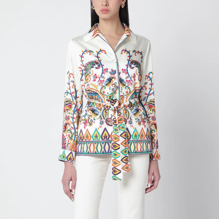 ETRO - Paisley-print belted shirt jacket Brand Coats &amp; Jackets 44  IT
