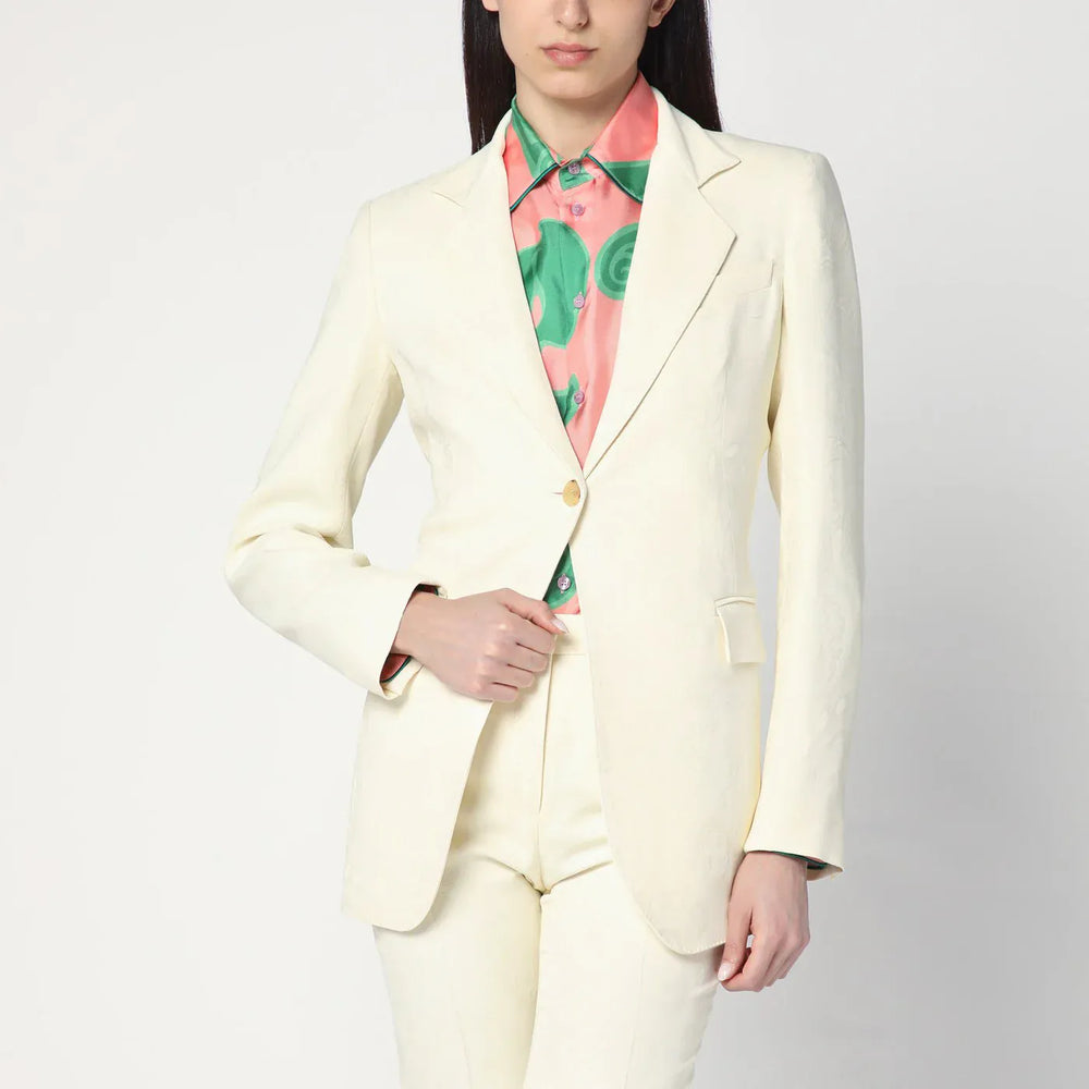 ETRO - White jacquard jacket with crossover detail Brand Coats & Jackets 42  IT
