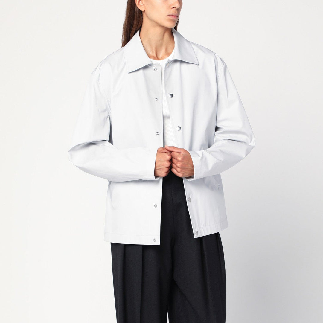 Coats &amp; Jackets Jil Sander - Light grey cotton taffeta jacket with logo Brand