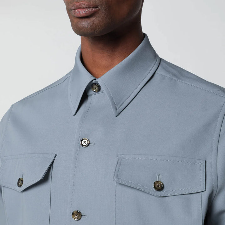 Lardini - Grey wool shirt jacket Brand Coats &amp; Jackets