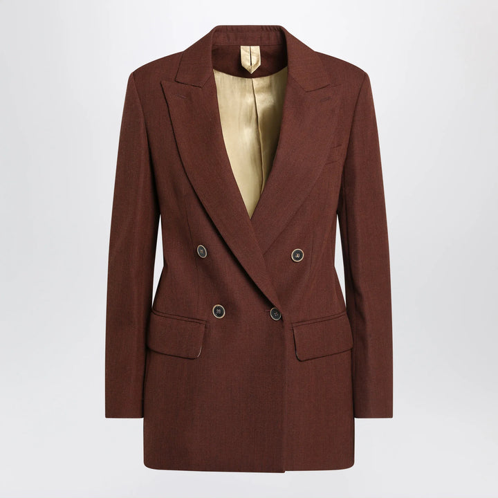 Max Mara - Earth-tone jacket in wool grain de poudre Brand Coats &amp; Jackets 38  IT