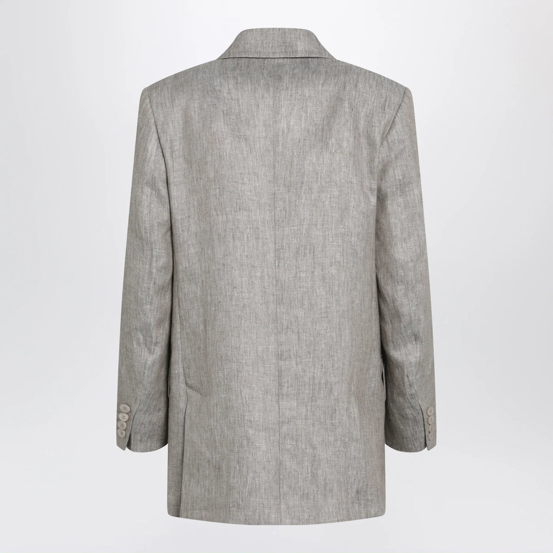 Max Mara - Olimpia double-breasted chevron linen blazer in beige Brand Coats &amp; Jackets