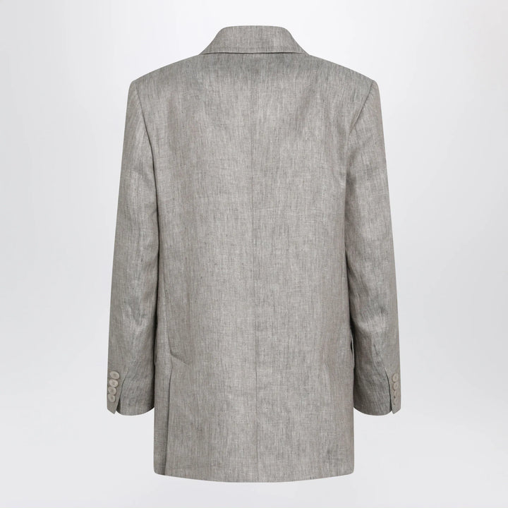 Max Mara - Olimpia double-breasted chevron linen blazer in beige Brand Coats &amp; Jackets