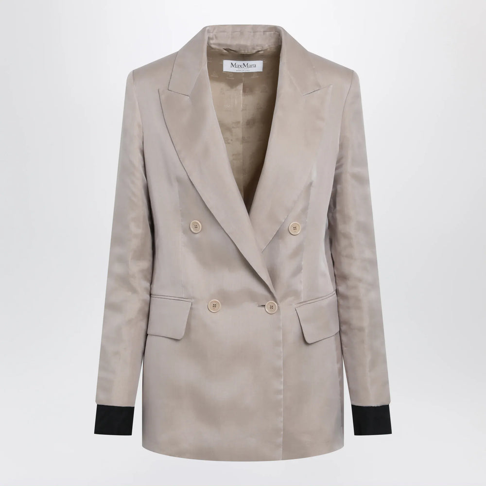 Max Mara - Oversized linen and organza blazer in pink Brand Coats & Jackets 42  IT