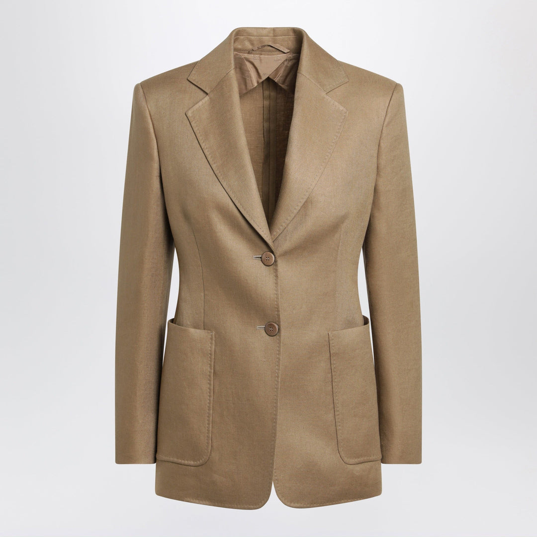 Coats &amp; Jackets Max Mara - Semi-fitted single-breasted blazer in beige linen Brand