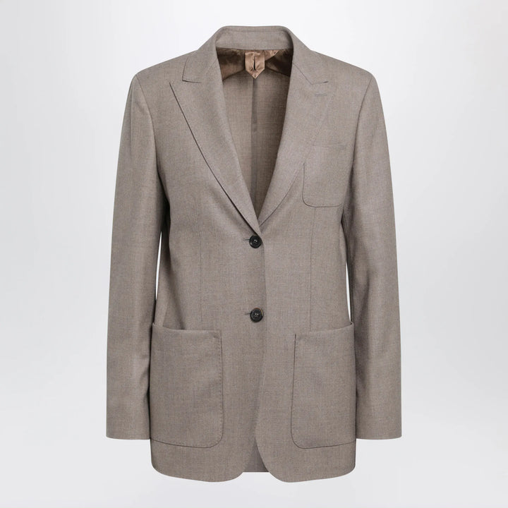 Max Mara - Single-Breasted Jacket in Dark Khaki Cashmere Foulé Brand Coats &amp; Jackets 40  IT