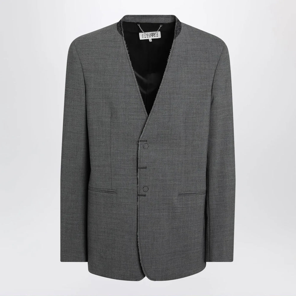 MM6 Maison Margiela - Grey mélange wool-blend jacket Brand Coats & Jackets 48 IT