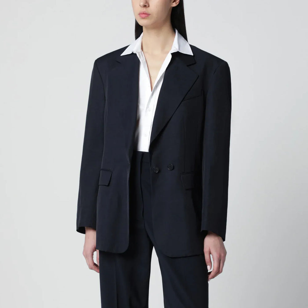 P.A.R.O.S.H. - Blue linen-blend single-breasted jacket Brand Coats & Jackets S