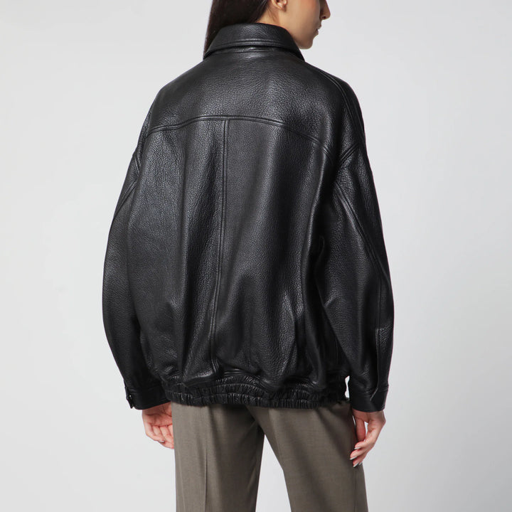 Róhe - Black Grained Leather Jacket Brand Coats &amp; Jackets