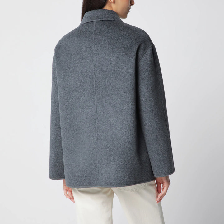 Róhe - Dark Grey Mélange Double-Faced Wool Jacket with Pankou Closure Brand Coats &amp; Jackets 34  FR