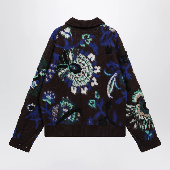 Sacai - Brown wool jacket with floral pattern Brand Coats &amp; Jackets
