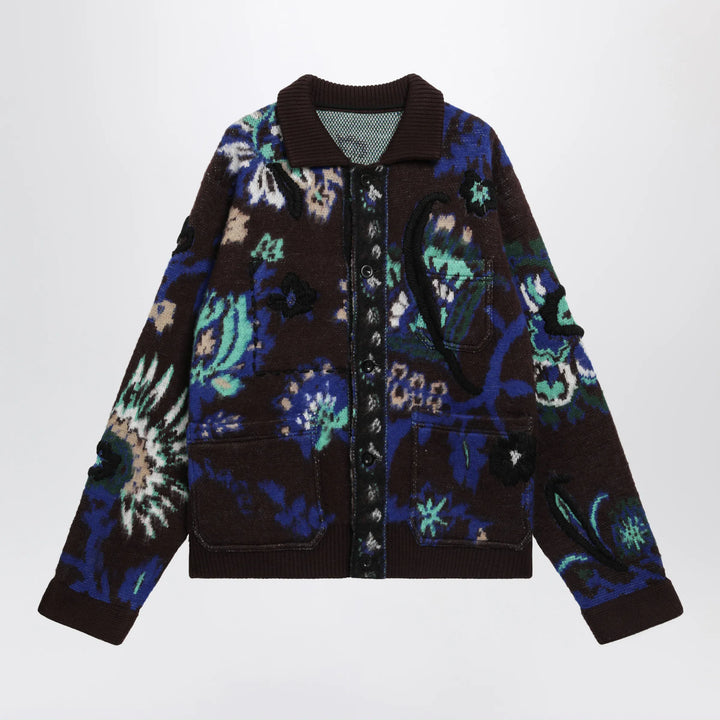 Sacai - Brown wool jacket with floral pattern Brand Coats &amp; Jackets 2