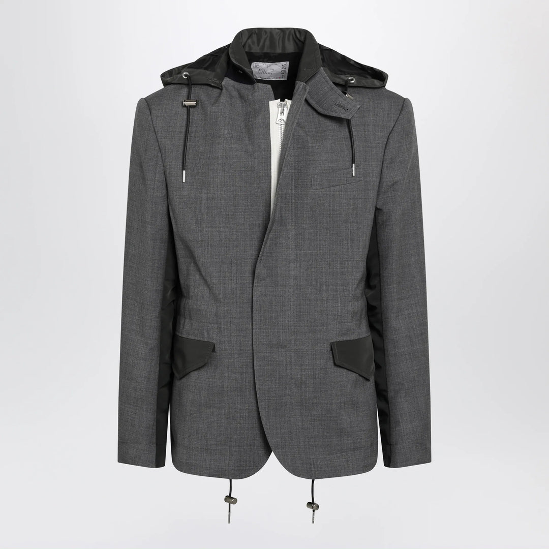 Sacai - Grey/khaki wool and nylon jacket Brand Coats &amp; Jackets 2