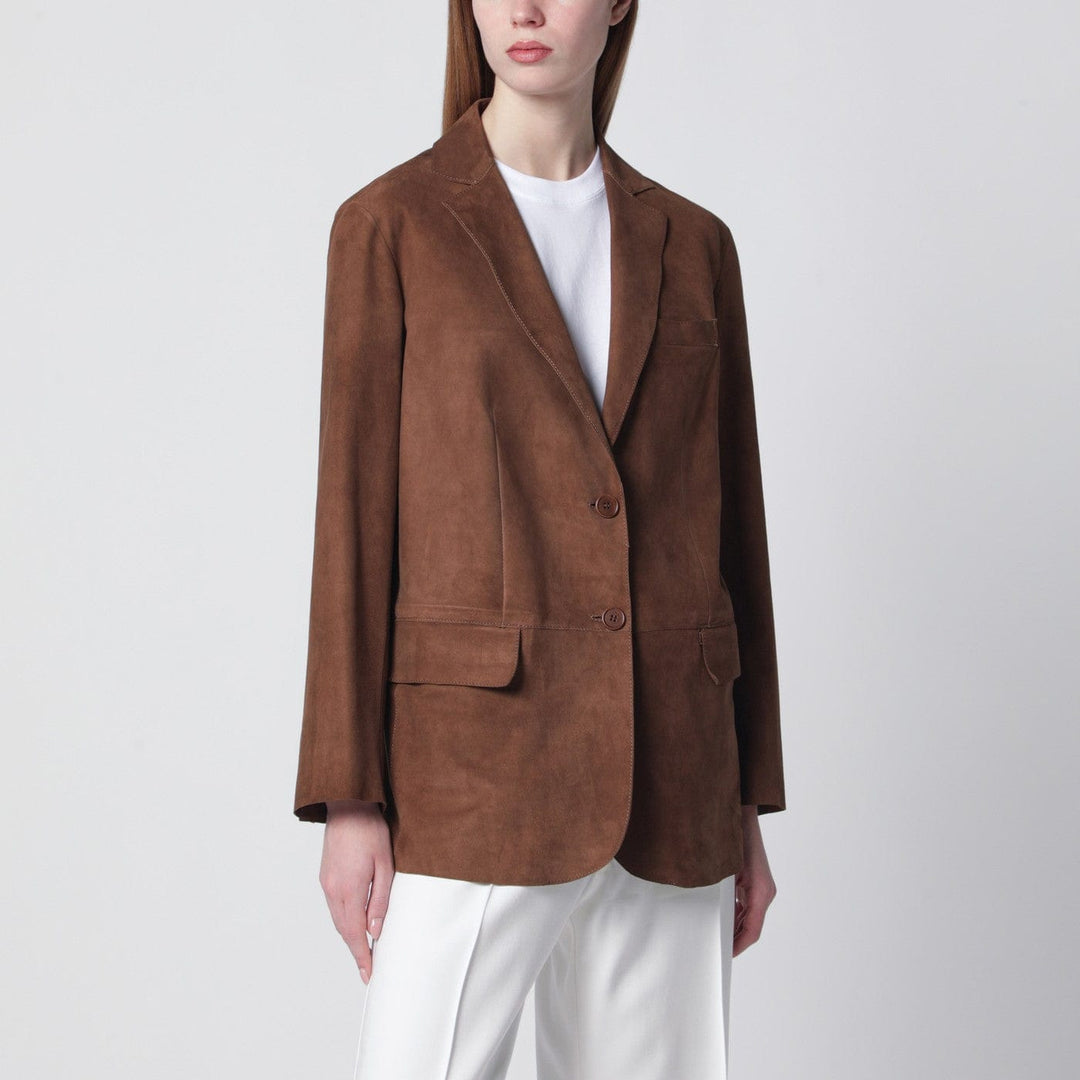 Coats & Jackets Salvatore Santoro - Brown suede single-breasted jacket Brand