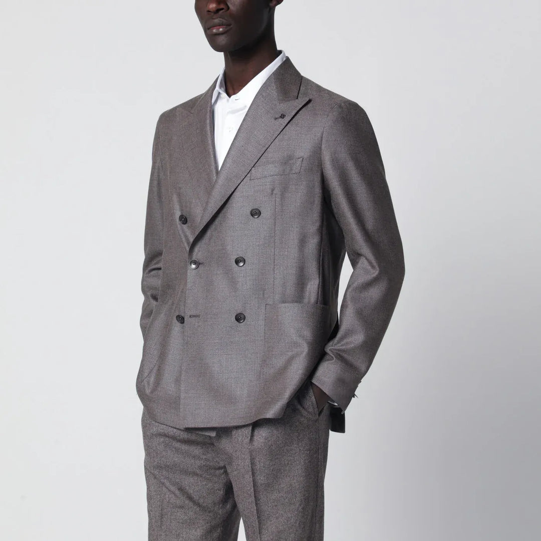 Tagliatore - Grey silk and wool double-breasted jacket Brand Coats &amp; Jackets 46 IT