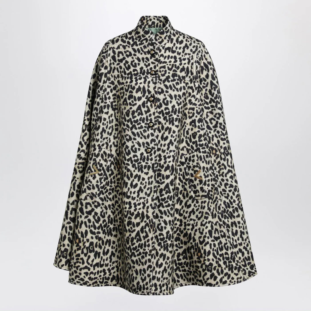 Valentino - Animal-print wool cape Brand Coats &amp; Jackets 40  IT