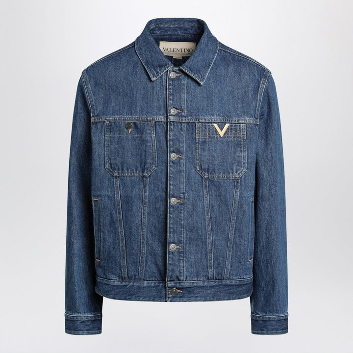 Coats &amp; Jackets Valentino - Blue denim jacket with Vgold detail Brand