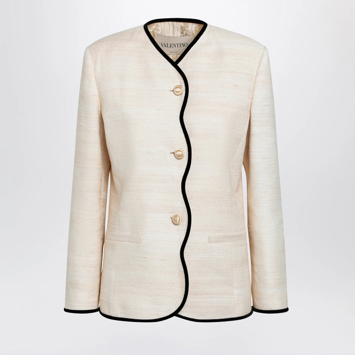 Valentino - Milk-honey coloured silk and linen jacket Brand Coats &amp; Jackets 40  IT