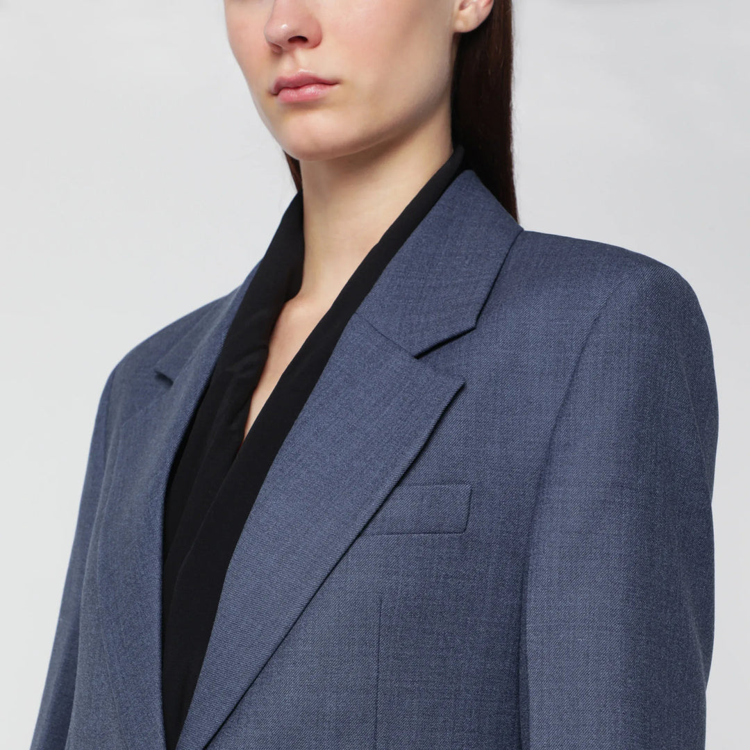 Victoria Beckham - Katherine single-breasted jacket in blue mélange wool blend Brand Coats &amp; Jackets 10 UK